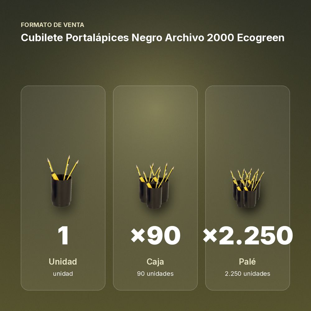 CUBILETE PORTALÁPICES NEGRO ARCHIVO 2000 ECOGREEN - formato de venta: caja de 90, palé de 2250