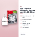 APLI ETIQUETAS COLGANTES BLANCAS CON HILO 36X53MM  - características principales