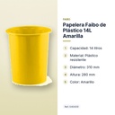 PAPELERA FAIBO DE PLÁSTICO 14L AMARILLA  - características principales
