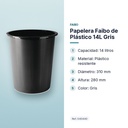 PAPELERA FAIBO DE PLÁSTICO 14L GRIS  - características principales
