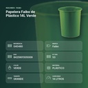 PAPELERA FAIBO DE PLÁSTICO 14L VERDE  - resumen de atributos
