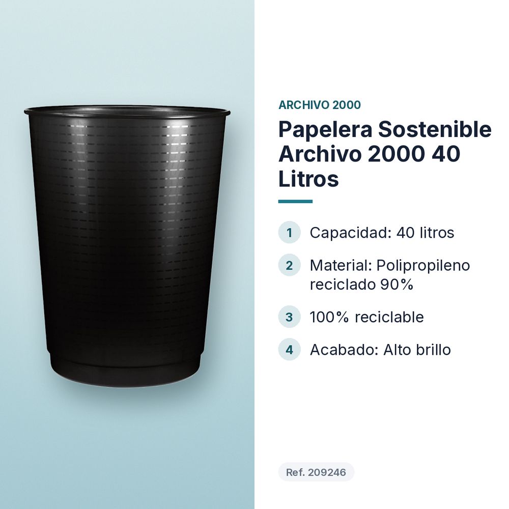 PAPELERA SOSTENIBLE ARCHIVO 2000 40 LITROS - características principales