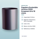 PAPELERA SOSTENIBLE ARCHIVO 2000 ECOGREEN GRIS 18 LITROS - características principales