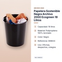 PAPELERA SOSTENIBLE NEGRA ARCHIVO 2000 ECOGREEN 18 LITROS - características principales