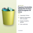 PAPELERA SOSTENIBLE VERDE KIWI ARCHIVO 2000 ECOGREEN 18 LITROS - características principales