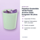 PAPELERA SOSTENIBLE VERDE PASTEL ARCHIVO 2000 ECOGREEN 18 LITROS - características principales