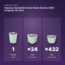 PAPELERA SOSTENIBLE VERDE PASTEL ARCHIVO 2000 ECOGREEN 18 LITROS - formato de venta: caja de 24, palé de 432