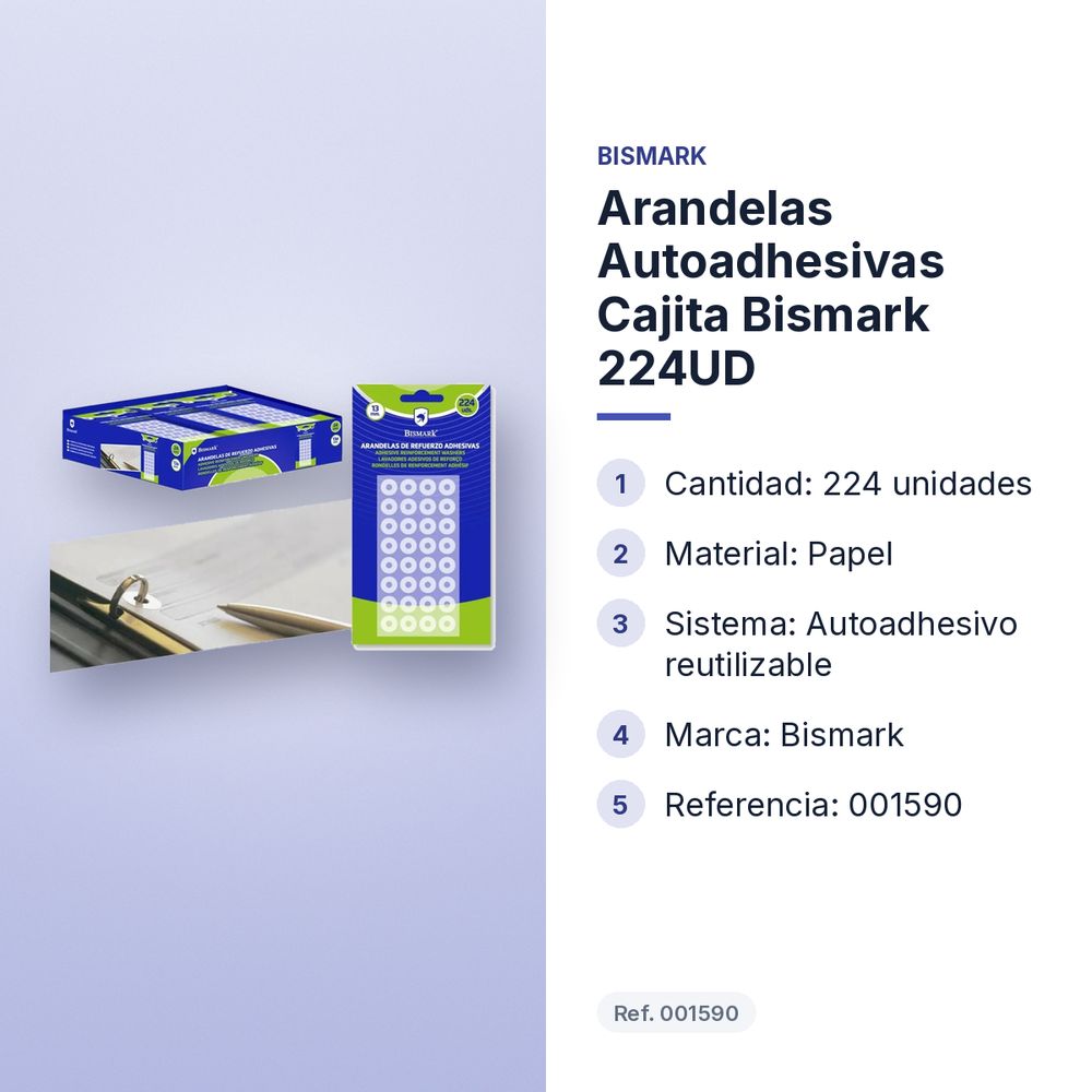 ARANDELAS AUTOADHESIVAS CAJITA BISMARK 224UD - características principales