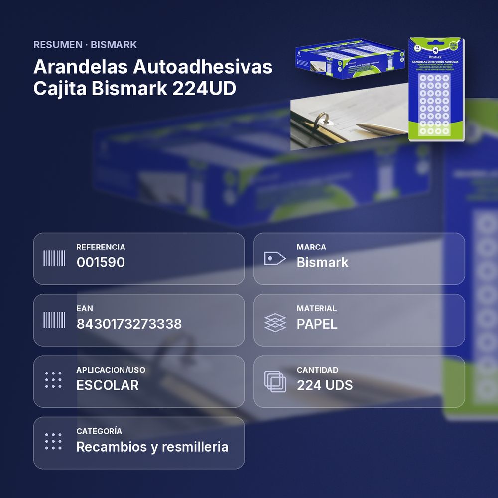 ARANDELAS AUTOADHESIVAS CAJITA BISMARK 224UD - resumen de atributos