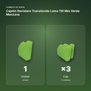 CAJETÍN REVISTERO TRANSLÚCIDO LOMO 110 MM VERDE MANZANA - formato de venta: caja de 3