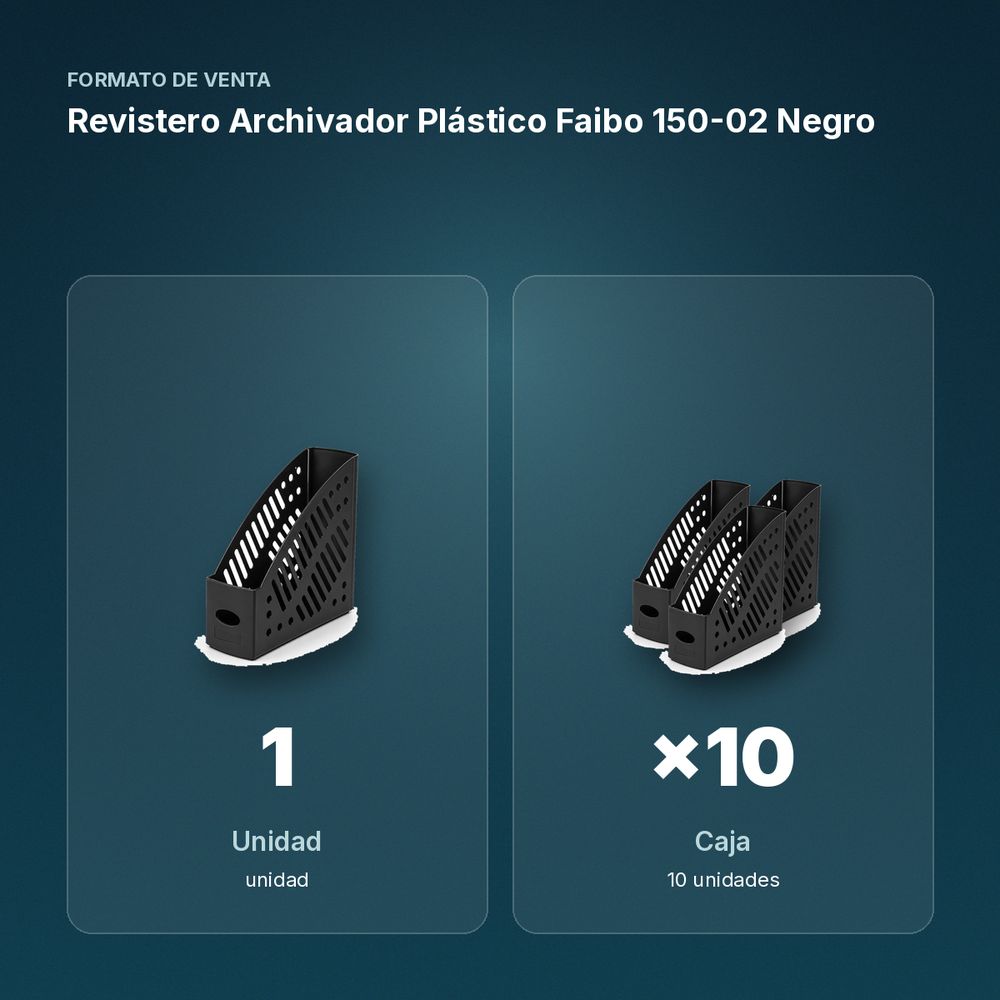 REVISTERO ARCHIVADOR PLÁSTICO FAIBO 150-02 NEGRO - formato de venta: caja de 10