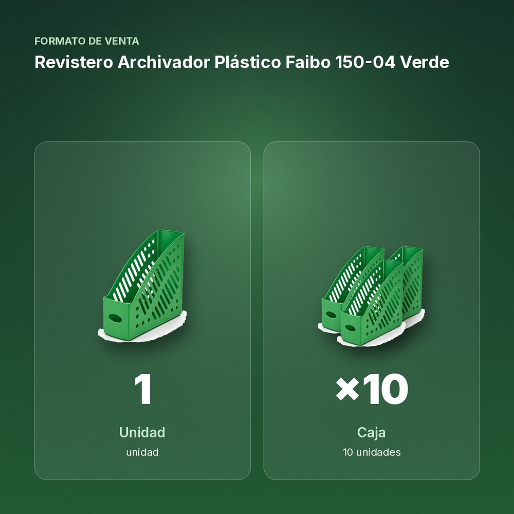 REVISTERO ARCHIVADOR PLÁSTICO FAIBO 150-04 VERDE - formato de venta: caja de 10
