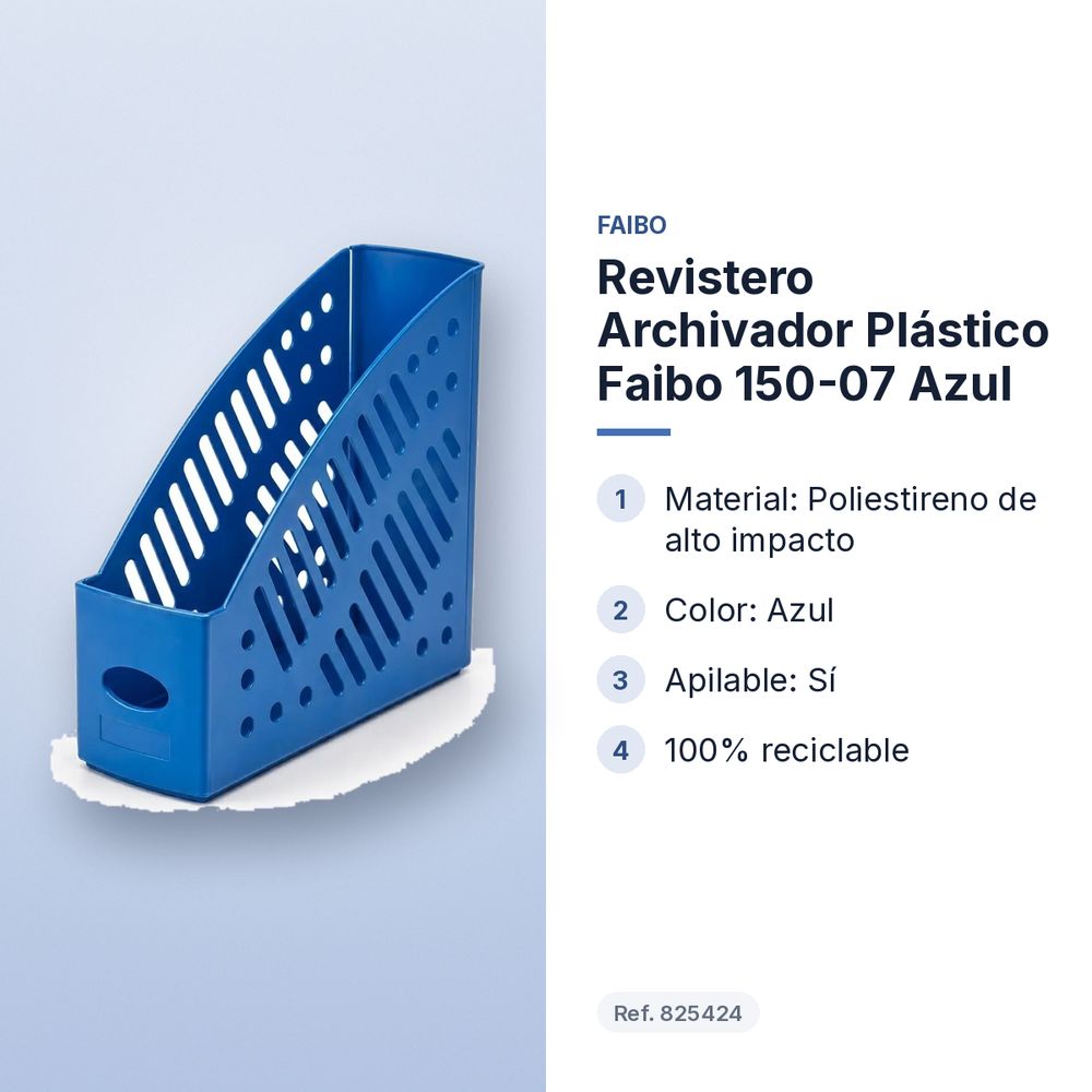 REVISTERO ARCHIVADOR PLÁSTICO FAIBO 150-07 AZUL - características principales