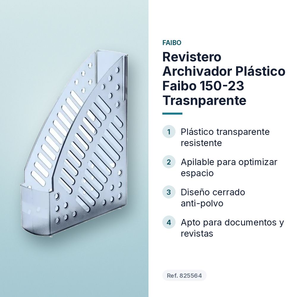 REVISTERO ARCHIVADOR PLÁSTICO FAIBO 150-23 TRASNPARENTE  - características principales