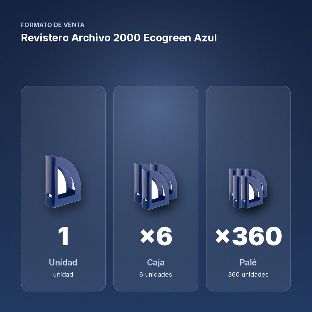 REVISTERO ARCHIVO 2000 ECOGREEN AZUL - formato de venta: caja de 6, palé de 360