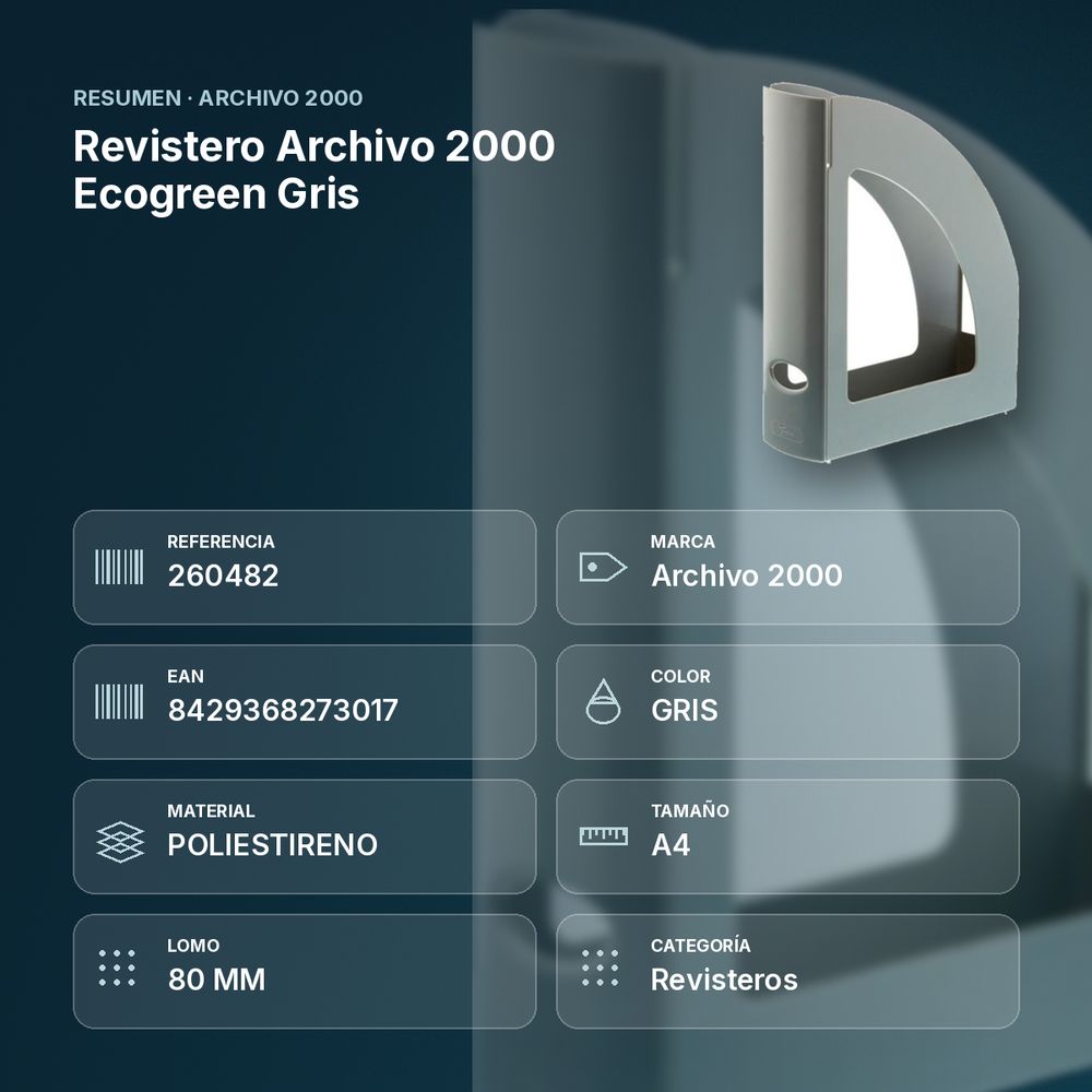 REVISTERO ARCHIVO 2000 ECOGREEN GRIS - resumen de atributos