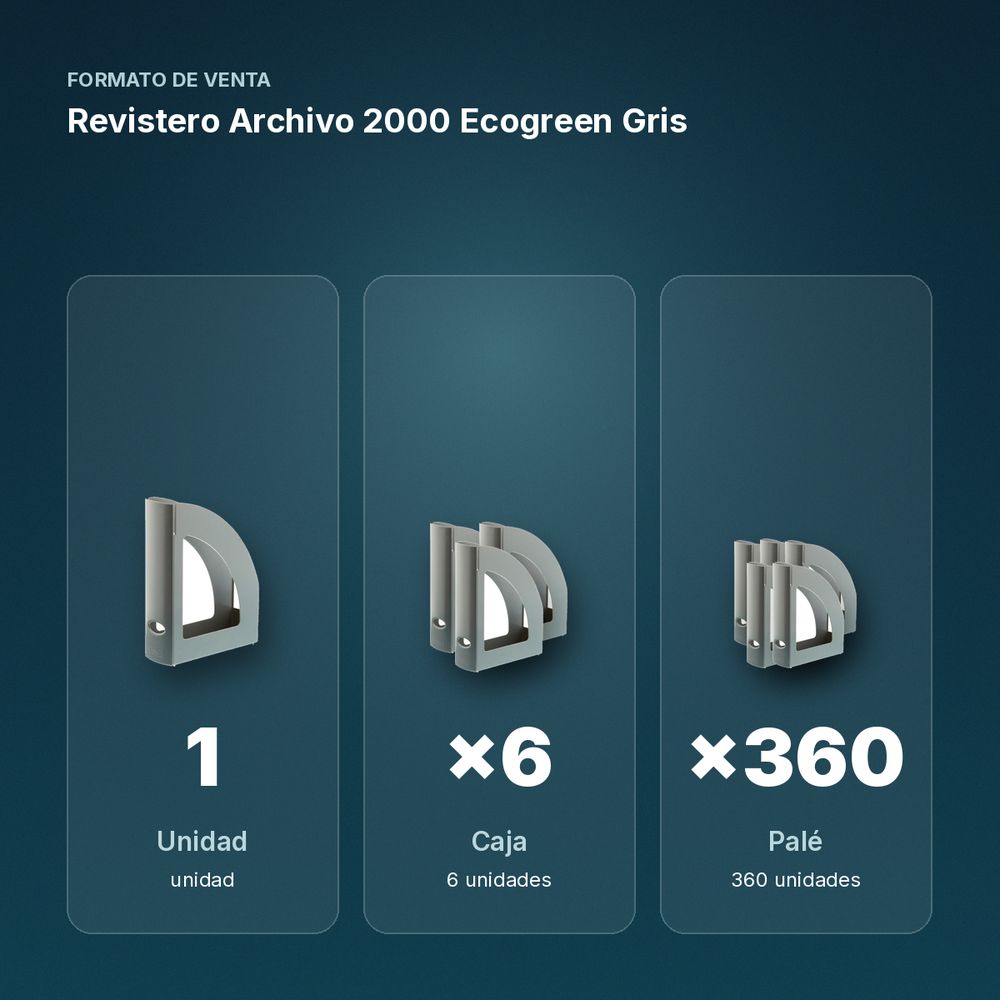 REVISTERO ARCHIVO 2000 ECOGREEN GRIS - formato de venta: caja de 6, palé de 360