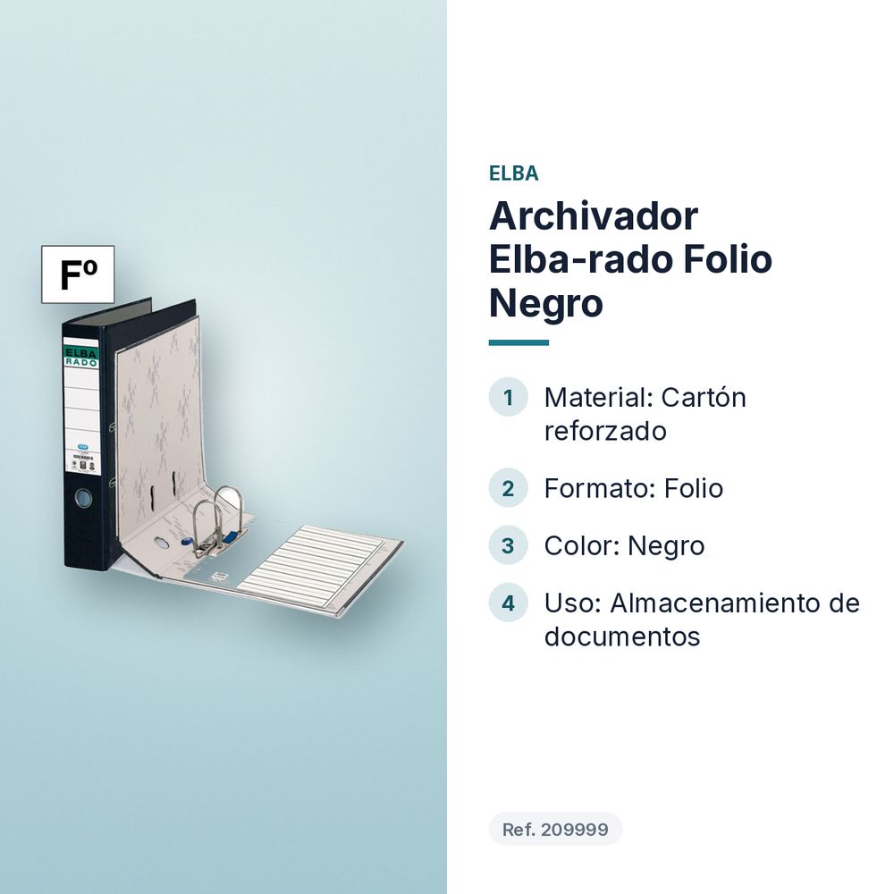 ARCHIVADOR ELBA-RADO FOLIO NEGRO  - características principales