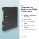 ARCHIVADOR PP RIGIDO LOMO 50MM VERDE-NEGRO - características principales