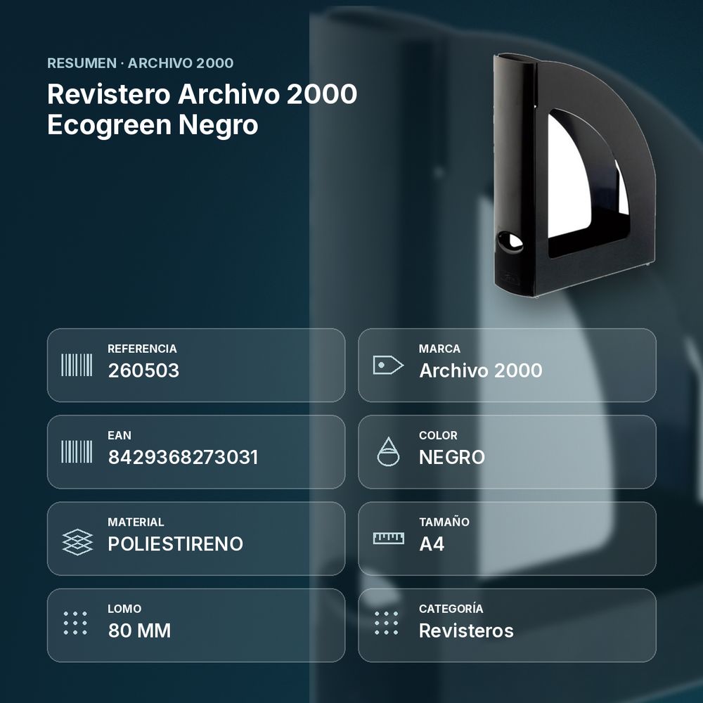 REVISTERO ARCHIVO 2000 ECOGREEN NEGRO - resumen de atributos