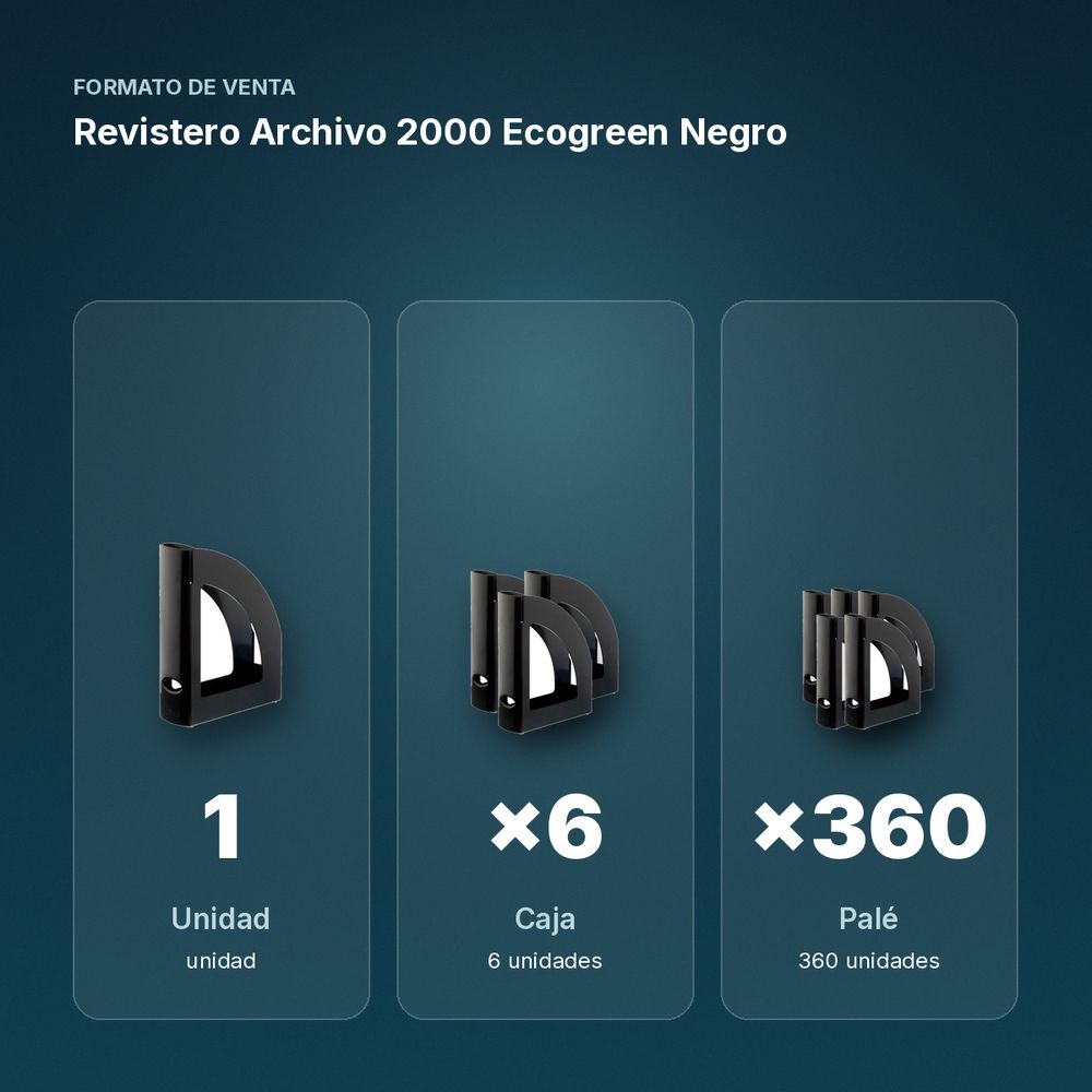 REVISTERO ARCHIVO 2000 ECOGREEN NEGRO - formato de venta: caja de 6, palé de 360