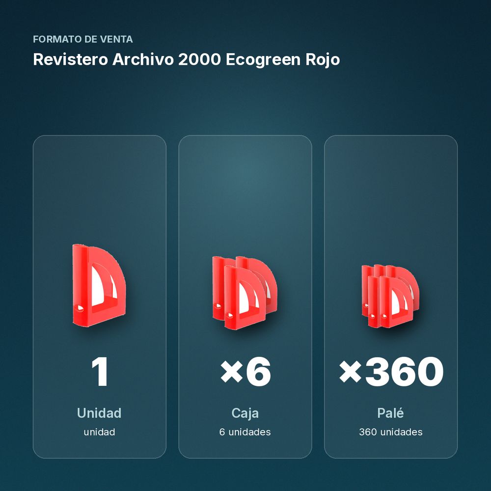 REVISTERO ARCHIVO 2000 ECOGREEN ROJO  - formato de venta: caja de 6, palé de 360