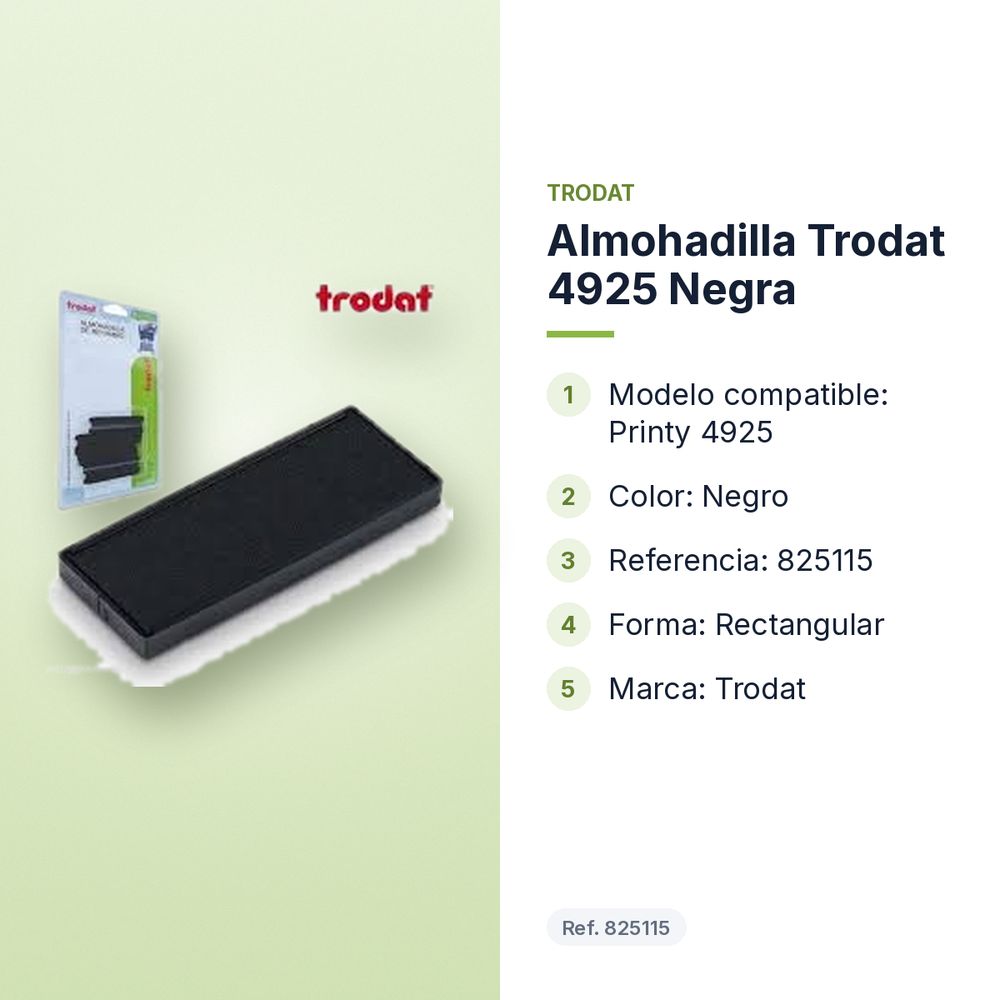 ALMOHADILLA TRODAT 4925 NEGRA - características principales