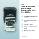 SELLO AUTOMÁTICO COLOP DATER RECTANGULAR P-52 20X30 MM - características principales