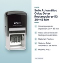 SELLO AUTOMÁTICO COLOP DATER RECTANGULAR P-53 30X45 MM - características principales