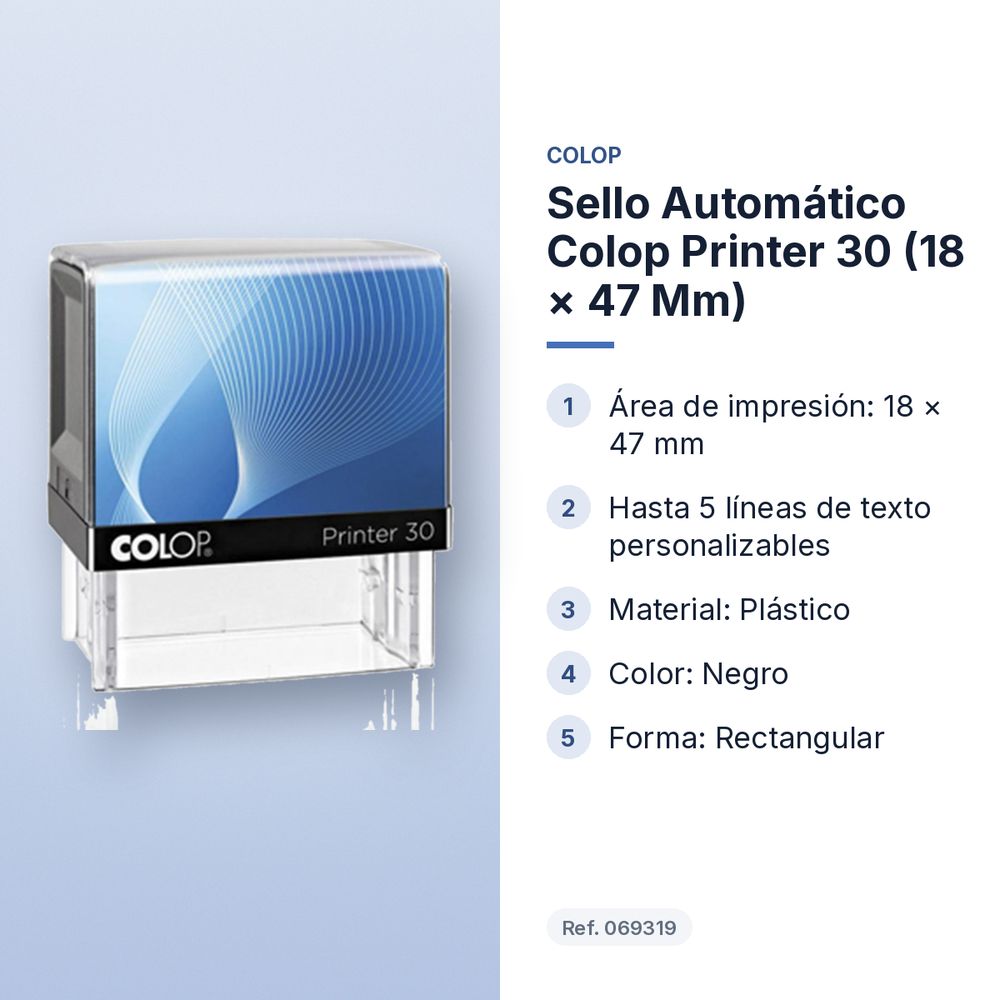 SELLO AUTOMÁTICO COLOP PRINTER 30 (18 × 47 MM) - características principales