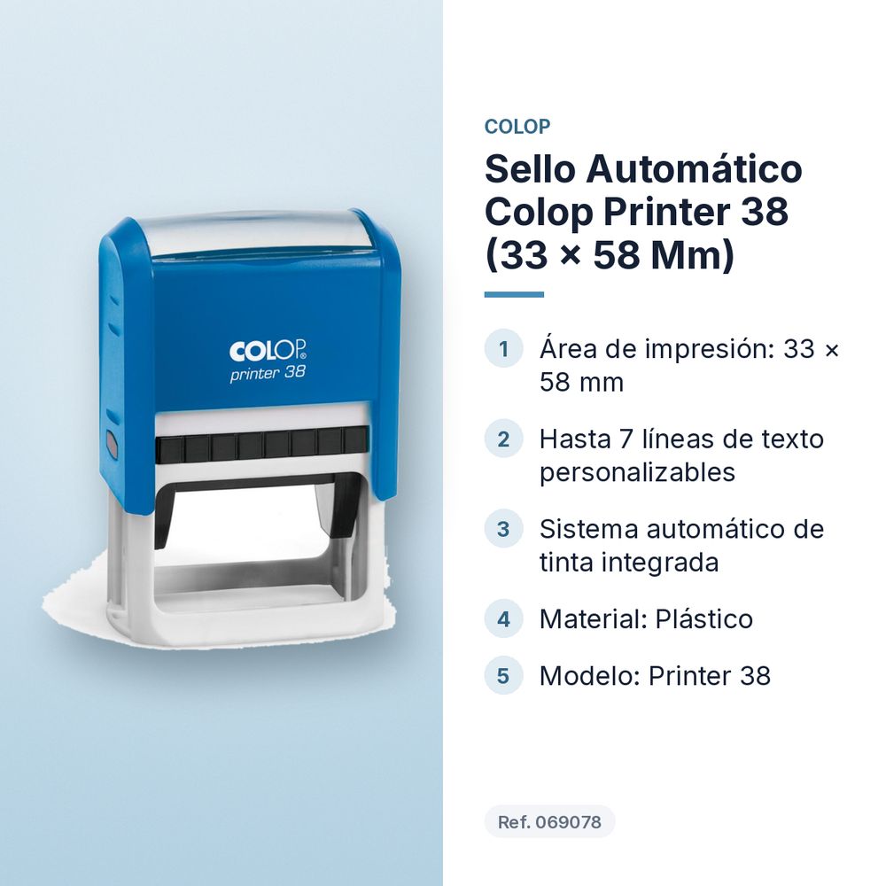 SELLO AUTOMÁTICO COLOP PRINTER 38 (33 × 58 MM) - características principales