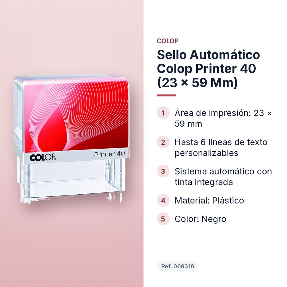 SELLO AUTOMÁTICO COLOP PRINTER 40 (23 × 59 MM) - características principales