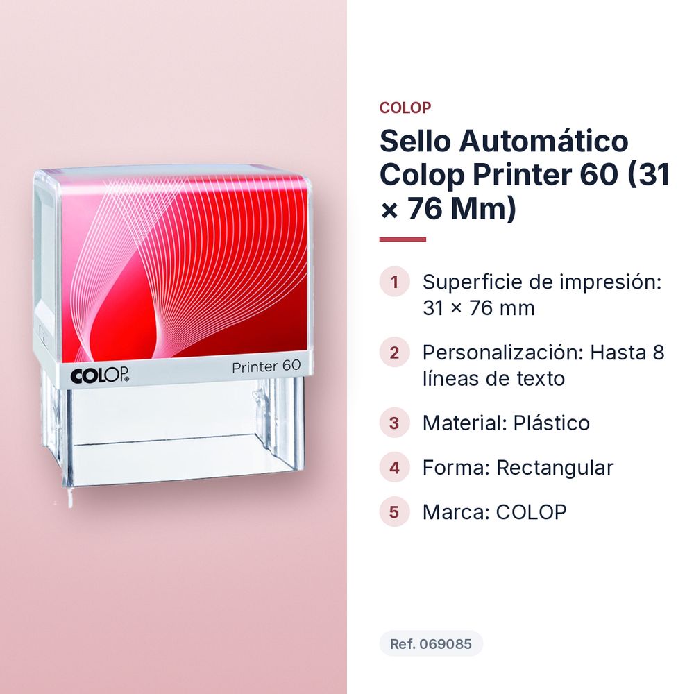 SELLO AUTOMÁTICO COLOP PRINTER 60 (31 × 76 MM) - características principales