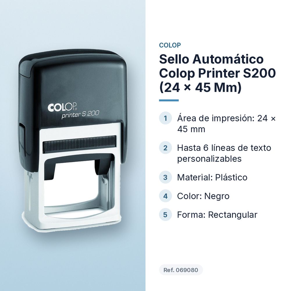 SELLO AUTOMÁTICO COLOP PRINTER S200 (24 × 45 MM) - características principales