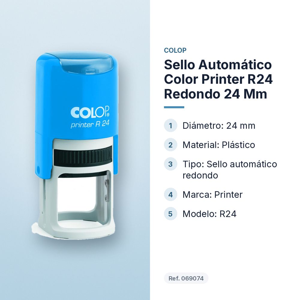 SELLO AUTOMÁTICO COLOR PRINTER R24 REDONDO 24 MM - características principales