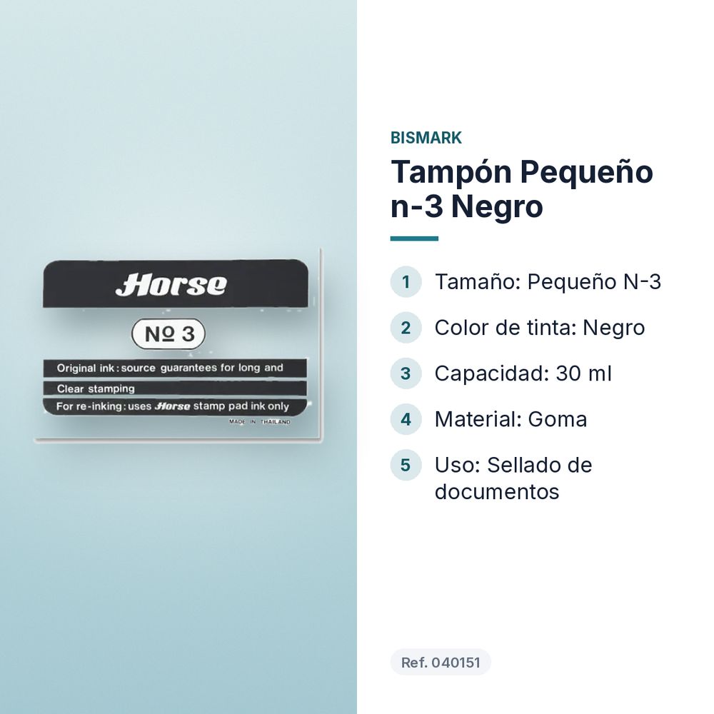 TAMPÓN PEQUEÑO N-3 NEGRO - características principales