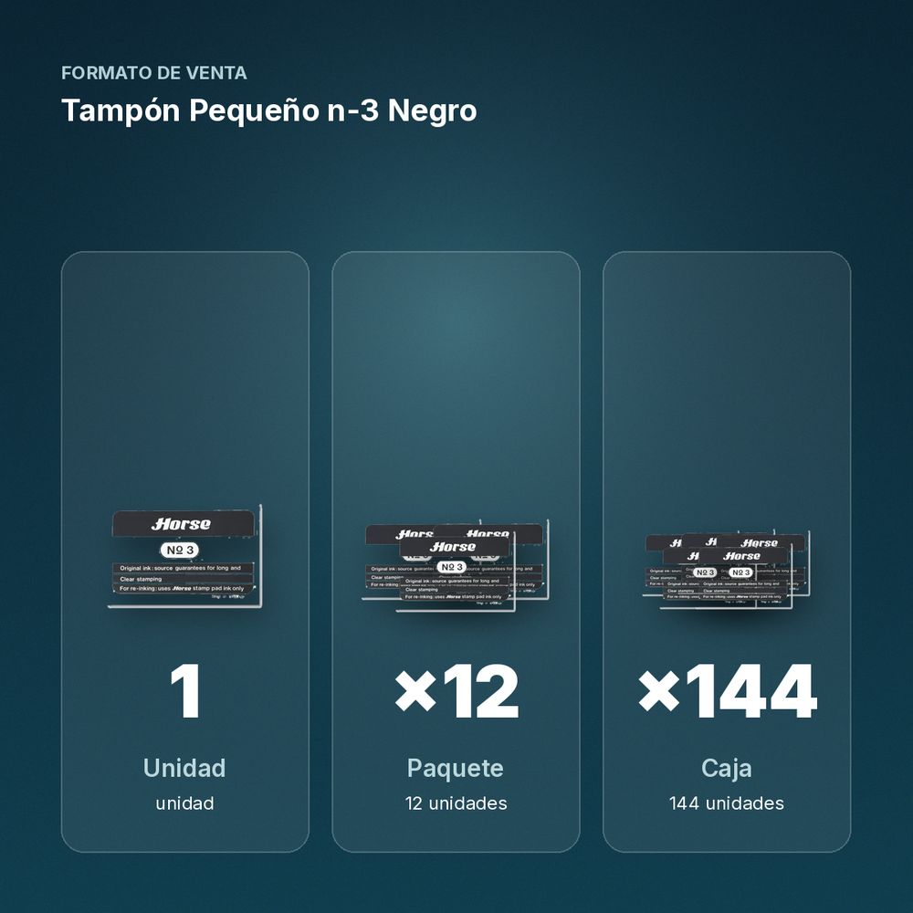 TAMPÓN PEQUEÑO N-3 NEGRO - formato de venta: paquete de 12, caja de 144