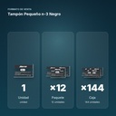 TAMPÓN PEQUEÑO N-3 NEGRO - formato de venta: paquete de 12, caja de 144