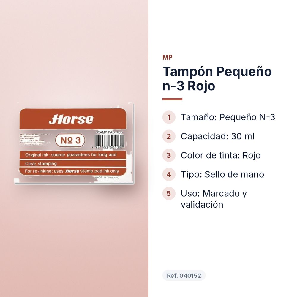 TAMPÓN PEQUEÑO N-3 ROJO - características principales