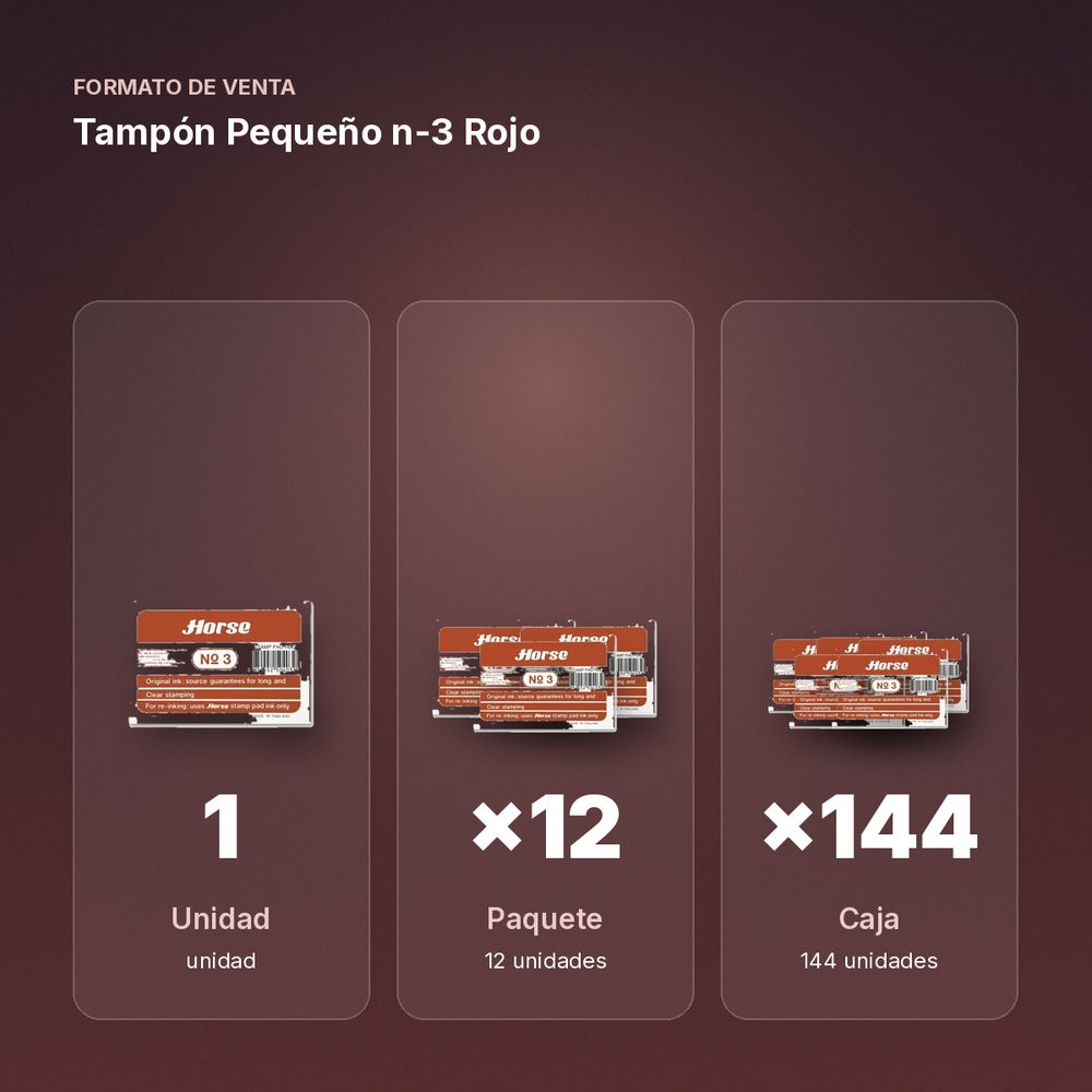 TAMPÓN PEQUEÑO N-3 ROJO - formato de venta: paquete de 12, caja de 144