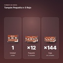 TAMPÓN PEQUEÑO N-3 ROJO - formato de venta: paquete de 12, caja de 144