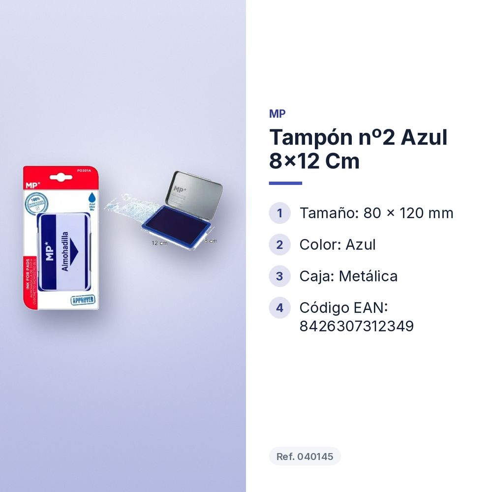 TAMPÓN Nº2 AZUL 8X12 CM - características principales