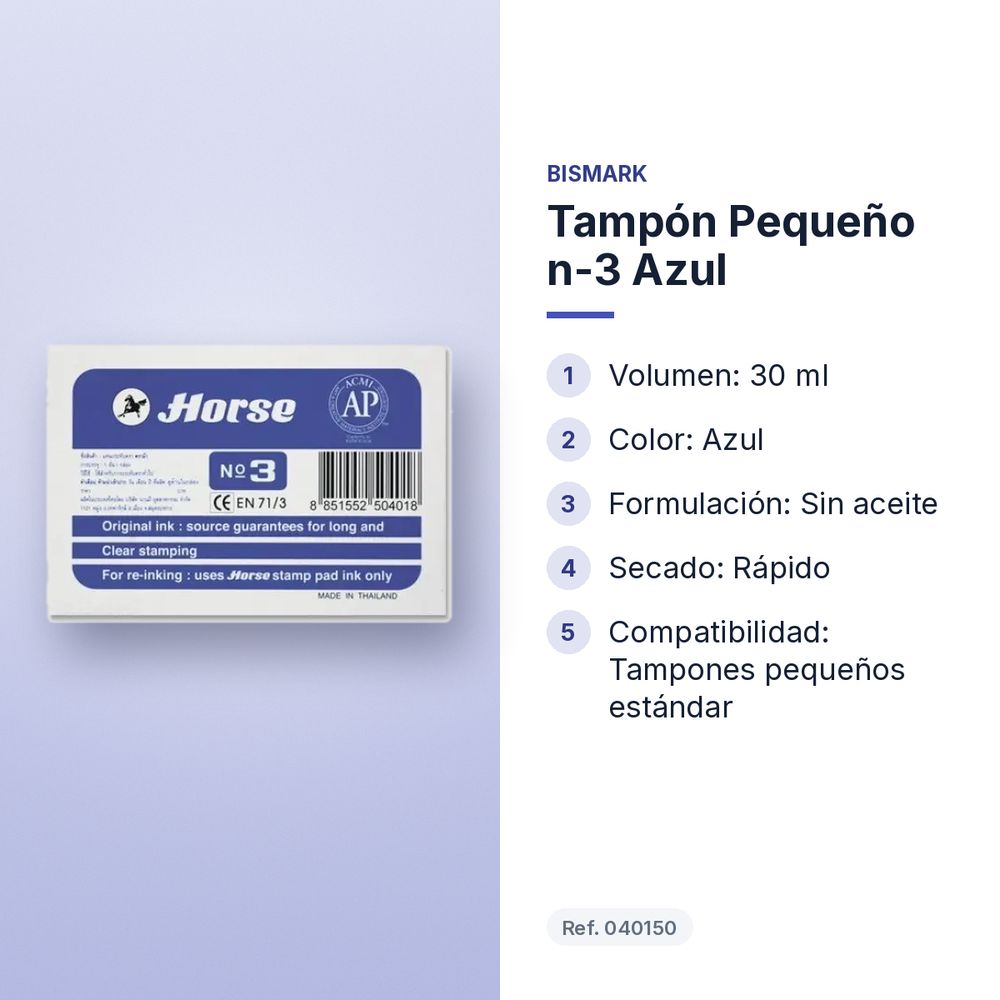 TAMPÓN PEQUEÑO N-3 AZUL - características principales