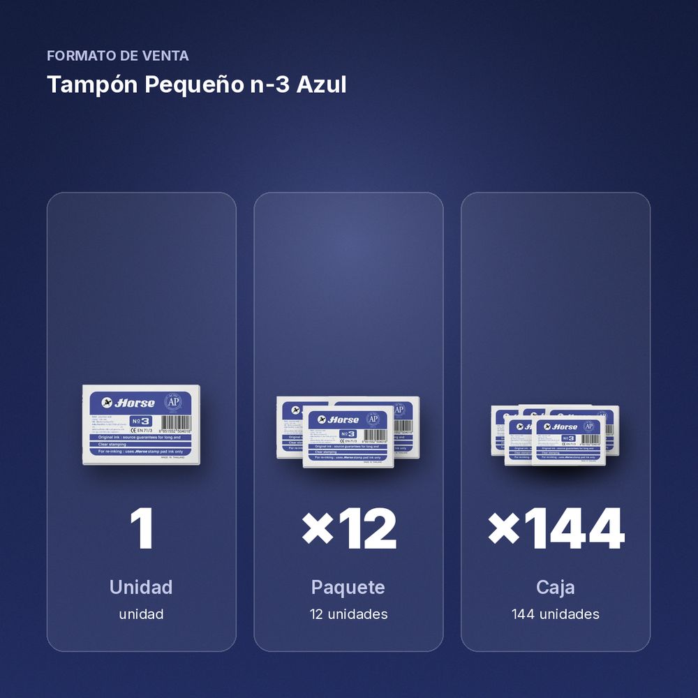 TAMPÓN PEQUEÑO N-3 AZUL - formato de venta: paquete de 12, caja de 144