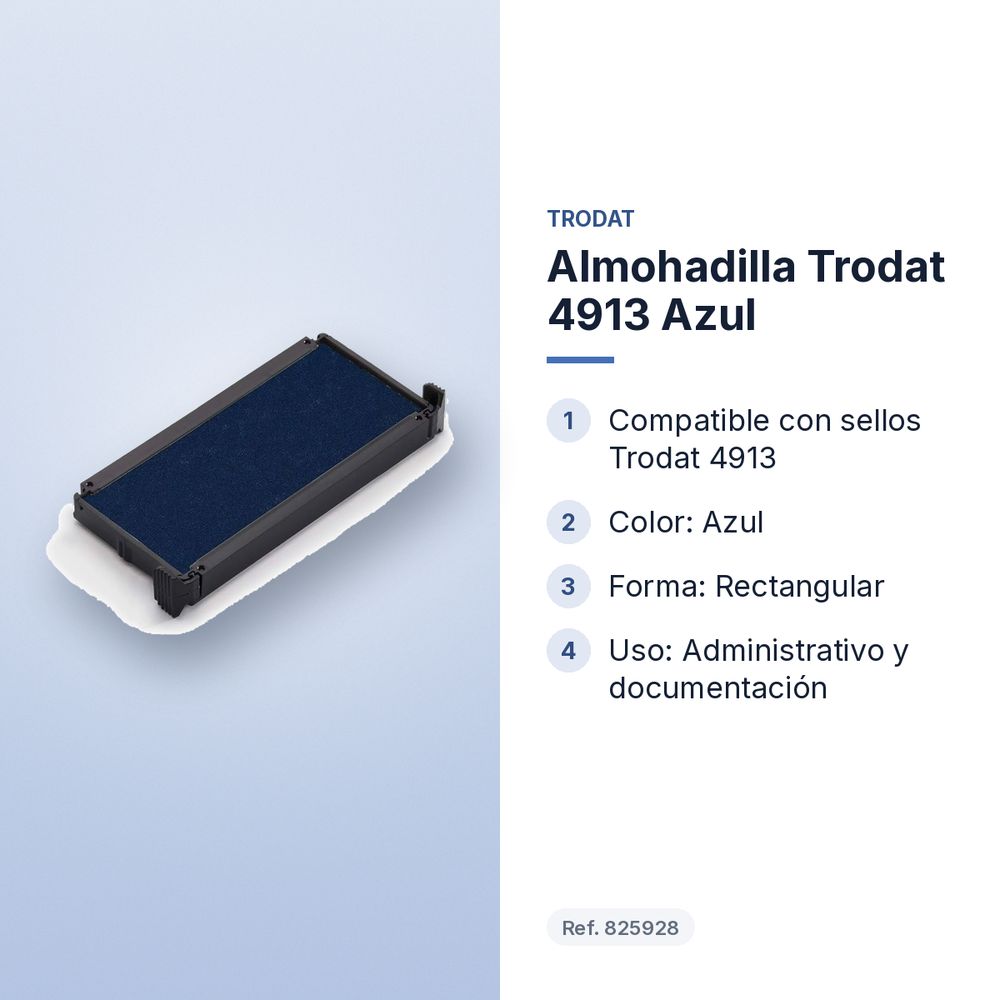 ALMOHADILLA TRODAT 4913 AZUL - características principales