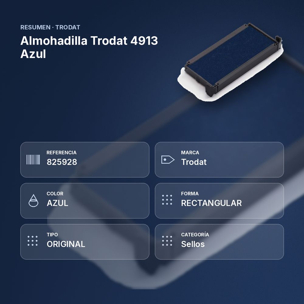 ALMOHADILLA TRODAT 4913 AZUL - resumen de atributos