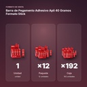 BARRA DE PEGAMENTO ADHESIVO APLI 40 GRAMOS FORMATO STICK - formato de venta: paquete de 12, caja de 192, palé de 3840