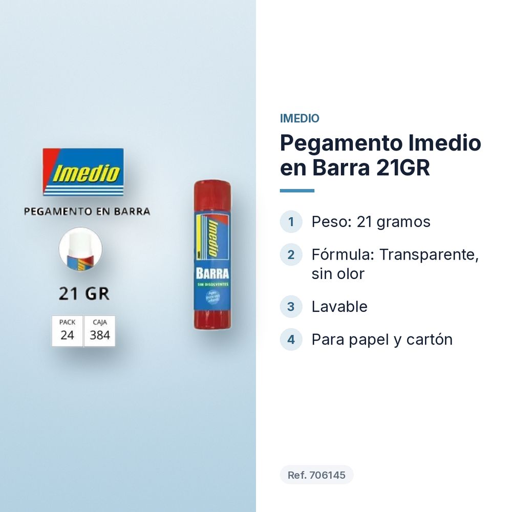 PEGAMENTO IMEDIO EN BARRA 21GR - características principales