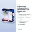 CIERRE TEXTIL ADHESIVO VELCRO PLICO 20MM×10M BLANCO SET MACHO+HEMBRA - características principales