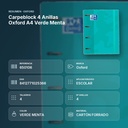 CARPEBLOCK 4 ANILLAS OXFORD A4 VERDE MENTA - resumen de atributos
